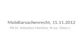 Mobiliarsachenrecht, 15.11.2012 PD Dr. Sebastian Martens, M.Jur. (Oxon.)