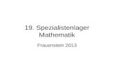 19. Spezialistenlager Mathematik Frauenstein 2013.
