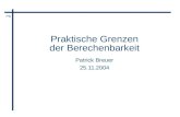 PB Praktische Grenzen der Berechenbarkeit Patrick Breuer 25.11.2004.
