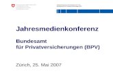 Eidgenössisches Finanzdepartement EFD Bundesamt für Privatversicherungen BPV Jahresmedienkonferenz Bundesamt für Privatversicherungen (BPV) Zürich, 25.