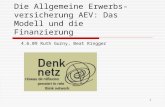 1 Die Allgemeine Erwerbs- versicherung AEV: Das Modell und die Finanzierung 4.6.09 Ruth Gurny, Beat Ringger.