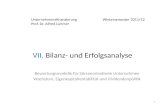 Unternehmensfinanzierung Wintersemester 2011/12 Prof. Dr. Alfred Luhmer VII. Bilanz- und Erfolgsanalyse Bewertungsmodelle für börsenorientierte Unternehmen.