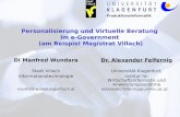 Produktionsinformatik Personalisierung und Virtuelle Beratung im e-Government (am Beispiel Magistrat Villach) Dr. Alexander Felfernig Universität Klagenfurt,