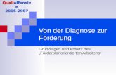 Qualioffensive 2006-2007 Von der Diagnose zur Förderung Grundlagen und Ansatz des Förderplanorientierten Arbeitens.