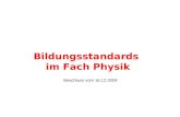 Bildungsstandards im Fach Physik Beschluss vom 16.12.2004.