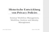 Historische Entwicklung von Privacy Policies Seminar Workflow-Management, Workflow-Analyse und Identity Management Autor: Maik Schubert Datum: 30.01.2008.