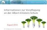 Informationen zur Verpflegung an der Albert-Einstein-Schule August 2013 AES Verpflegungsausschuss: Russe-Kalenberg.