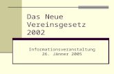 Das Neue Vereinsgesetz 2002 Informationsveranstaltung 26. Jänner 2005.