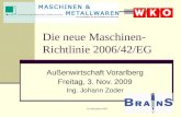 CE-Maschinen NEU1 Die neue Maschinen- Richtlinie 2006/42/EG Außenwirtschaft Vorarlberg Freitag, 3. Nov. 2009 Ing. Johann Zoder.