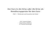 Der Euro in der Krise oder die Krise als Bewährungsprobe für den Euro (Teil 1 – Merkmale und Ursachen der Krise) Mag. Gottfried Kögler Mag. Barbara Müllauer.