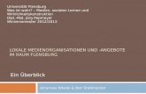 LOKALE MEDIENORGANISATIONEN UND -ANGEBOTE IM RAUM FLENSBURG Ein Überblick Universität Flensburg Was ist wahr? – Medien, sozialen Lernen und Wirklichkeitskonstruktion.