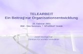 TELEARBEIT Ein Beitrag zur Organisationsentwicklung 23. Februar 2001 IBM - Site Services * SPARDAT Gmbh Josef Hochgerner Zentrum für soziale Innovation.