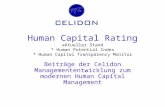 Human Capital Rating aktueller Stand * Human Potential Index * Human Capital Transparency Monitor Beiträge der Celidon Managemententwicklung zum modernen