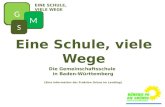 Eine Schule, viele Wege Die Gemeinschaftsschule in Baden-Württemberg (Eine Information der Fraktion Grüne im Landtag) G M S S E INE S CHULE, VIELE W EGE.