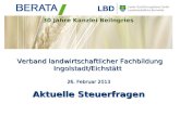 Verband landwirtschaftlicher Fachbildung Ingolstadt/Eichstätt Verband landwirtschaftlicher Fachbildung Ingolstadt/Eichstätt 26. Februar 2013 Aktuelle Steuerfragen.