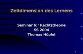 1 Zeitdimension des Lernens Seminar für Rechtstheorie SS 2004 Thomas Höpfel.