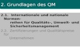 2. Grundlagen des QM 2.1. Internationale und nationale Normen- reihen für Qualitäts-, Umwelt- und Sicherheitsmanagement 2.2. Zertifizierungen und Qualitätspreise.