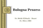 Bologna Prozess Dr. Heide ElSioufy - Bauer 01. März 2004 Bei dieser Präsentation wird sicher ein Diskussion mit dem Publikum entstehen, die zu Aktionsschritten.