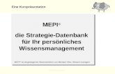 Gestaltung: Klaus Pierow MEPI ® die Strategie-Datenbank für Ihr persönliches Wissensmanagement Eine Kurzpräsentation MEPI ® ist eingetragenes Warenzeichen.