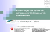 Auswirkungen natürlicher und anthropogener Einflüsse auf die Bodenstabilität K. Meusburger & C. Alewel finanziert vom BAfU.