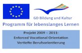 Projekt 2009 – 2011: Enforced Vocational Orientation Vertiefte Berufsorientierung.