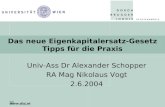 Www.dbj.at Das neue Eigenkapitalersatz-Gesetz Tipps für die Praxis Univ-Ass Dr Alexander Schopper RA Mag Nikolaus Vogt 2.6.2004.