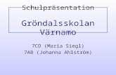 Schulpräsentation Gröndalsskolan Värnamo 7CD (Maria Siegl) 7AB (Johanna Ahlström)