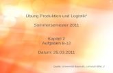 Übung Produktion und Logistik Sommersemester 2011 Kapitel 2 Aufgaben 8-12 Datum: 25.03.2011 Quelle: Universität Bayreuth, Lehrstuhl BWL V.