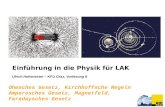 Ulrich Hohenester – KFU Graz, Vorlesung 8 Einführung in die Physik für LAK Ohmsches Gesetz, Kirchhoffsche Regeln Amperesches Gesetz, Magnetfeld, Faradaysches.