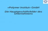 «Polymer Institut» GmbH Die Hauptgeschäftsfelder des Unternehmens.
