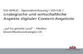 VO-SPEZI - Spezialvorlesung / VO+UE / Sr rategische und wirtschaftliche Aspekte digitaler Content-Angebote auf ins gelobte Land – Medien Diversifikationsstrategien.