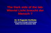 The Dark side of the lab: Wieviel Licht braucht der Mensch ? Dr. N Pugnale-Verillotte FMH endocrinologie-diabétologie Kollok vom 30 November 2013.
