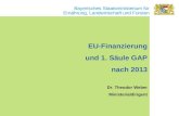 Bayerisches Staatsministerium für Ernährung, Landwirtschaft und Forsten EU-Finanzierung und 1. Säule GAP nach 2013 Dr. Theodor Weber Ministerialdirigent.