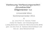 Vorlesung Verfassungsrecht I Grundrechte Allgemeiner Teil Universität Wien Sommersemester 2011 © ao. Univ.Prof. Dr. Hannes Tretter Institut für Staats-
