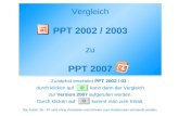 Vergleich PPT 2002 / 2003 zu PPT 2007 Zunächst erscheint PPT 2002 / 03 - durch klicken auf kann dann der Vergleich zur Version 2007 aufgerufen werden.