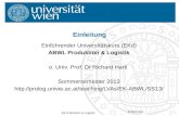EK Produktion & Logistik Einleitung/1 Einführender Universitätskurs (EKd) ABWL Produktion & Logistik o. Univ. Prof. Dr Richard Hartl Sommersemester 2013.