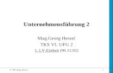 © 2002 Mag. Hessel1 Unternehmensführung 2 Mag.Georg Hessel TKS VL UFG 2 1. LV-Einheit (06.12.02)