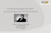 Gesetzesvorlage des BMF Auswirkungen der AIFM Richtlinie Referent: Thomas Heinzinger Jahrgang 1968 Vorstand CAPE AG AIF – Manager.