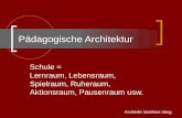 Pädagogische Architektur Schule = Lernraum, Lebensraum, Spielraum, Ruheraum, Aktionsraum, Pausenraum usw. Architekt Matthias Iding.
