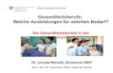 Gesundheitsberufe: Welche Ausbildungen für welchen Bedarf? Die Gesundheitsberufe in der Bildungssystematik Dr. Ursula Renold, Direktorin BBT Bern, den.