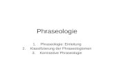 Phraseologie 1.Phraseologie: Einleitung 2.Klassifizierung der Phraseologismen 3.Kontrastive Phraseologie.