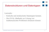 1 (C) 1999-2002, Hermann Knoll, HTW Chur, Fachhochschule Ostschweiz Datenstrukturen und Datentypen Lernziele: -Einfache und strukturierte Datentypen kennen.