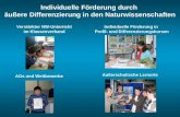 Individuelle Förderung durch äußere Differenzierung in den Naturwissenschaften Verstärkter NW-Unterricht im Klassenverband Außerschulische Lernorte AGs.