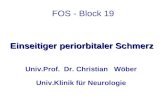 Einseitiger periorbitaler Schmerz FOS - Block 19 Einseitiger periorbitaler Schmerz Univ.Prof. Dr. Christian Wöber Univ.Klinik für Neurologie.