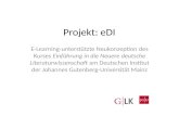 Projekt: eDI E-Learning-unterstützte Neukonzeption des Kurses Einführung in die Neuere deutsche Literaturwissenschaft am Deutschen Institut der Johannes.