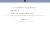 IT-Projektmanagement, Vorlesung Sommersemester 2013 Prof. Dr. Herrad Schmidt SS 13 Kapitel 2 Folie 2 2. Projektdefinition und –initiierung Ein Antragsteller.