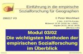 EESG/03/02/01 © Peter Weichhart Modul 03/02 Die wichtigsten Methoden der empirischen Sozialforschung im Überblick Einführung in die empirische Sozialforschung.