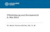 Pflicht¼bung aus Europarecht 8. Mai 2013 Dr. Marie-Therese Richter, BA, LL.M