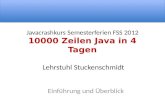 Javacrashkurs Semesterferien FSS 2012 10000 Zeilen Java in 4 Tagen Lehrstuhl Stuckenschmidt Einführung und Überblick