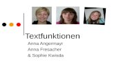 Textfunktionen Anna Angermayr Anna Fresacher & Sophie Kwisda.